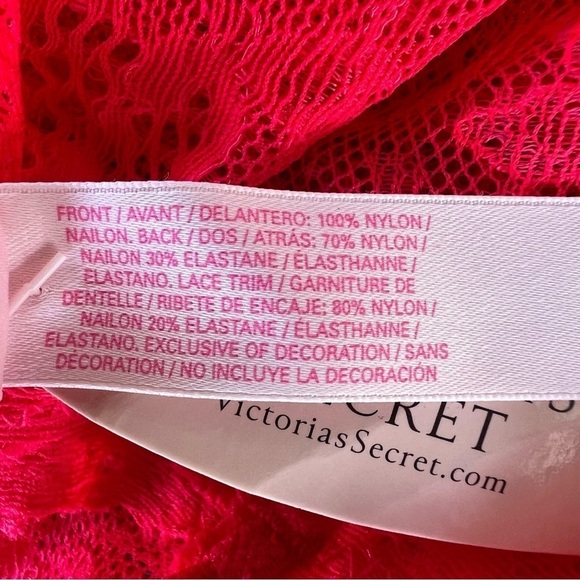 Victoria’s Secret Red Lace Teddy Peek-A-Boo Sheer Deep V Halter Large NWT 2014 - Picture 14 of 15
